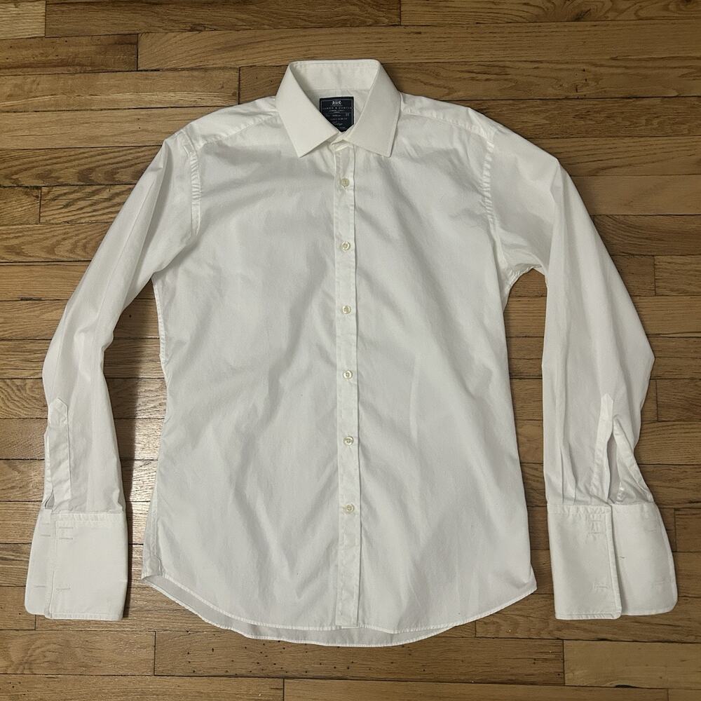 Hawes & Curtis Heritage Dress Shirt 15.5 35 White French Cuff Slim Fit Cotton